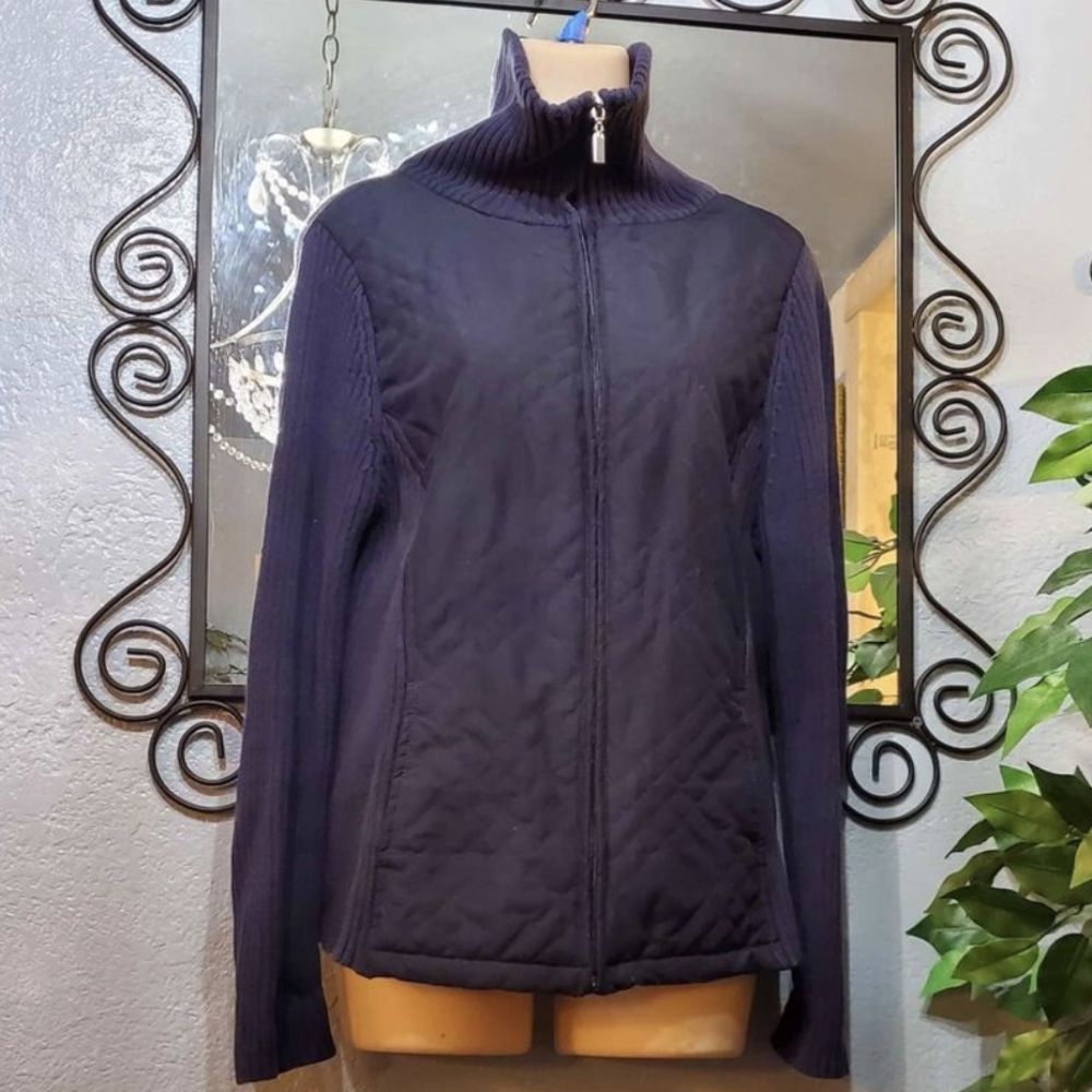 Croft & Barrow Turtleneck Quilted Sweater Jacket Size Medium